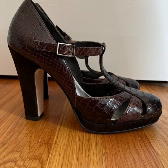 Vintage Calvin Klein Jeckel Boa Print Heeled Mary Jane Sandal - Picture 9 of 15